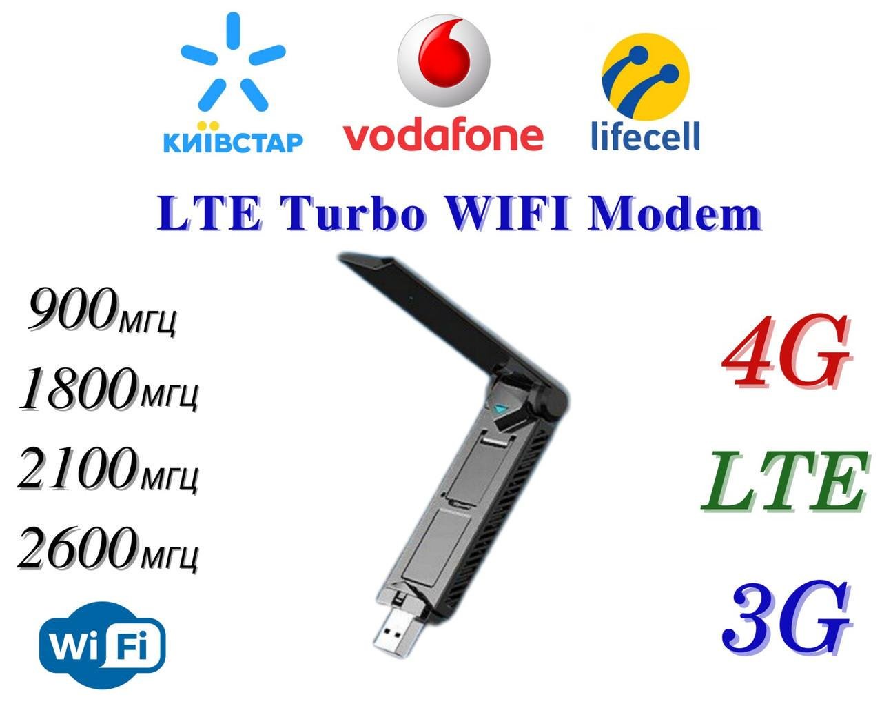 Роутер USB WI-FI 3G/4G LTE modem 3в1 и Безлимитный пакет Vodafone интернет с антенной 4db - фото 2