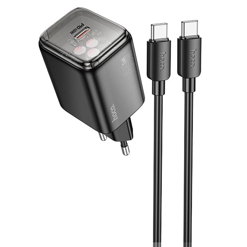 Зарядний пристрій мережевий Hoco N54 Monsoon PD45W 1USB-C з Type-C to Type-C Black (00000074125_1)