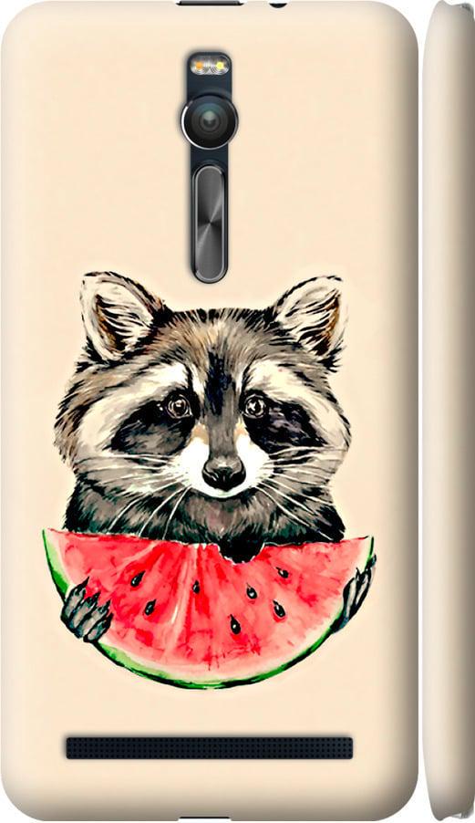Чехол на Asus Zenfone 2 ZE551ML Енотик с арбузом (4605m-122-42517)