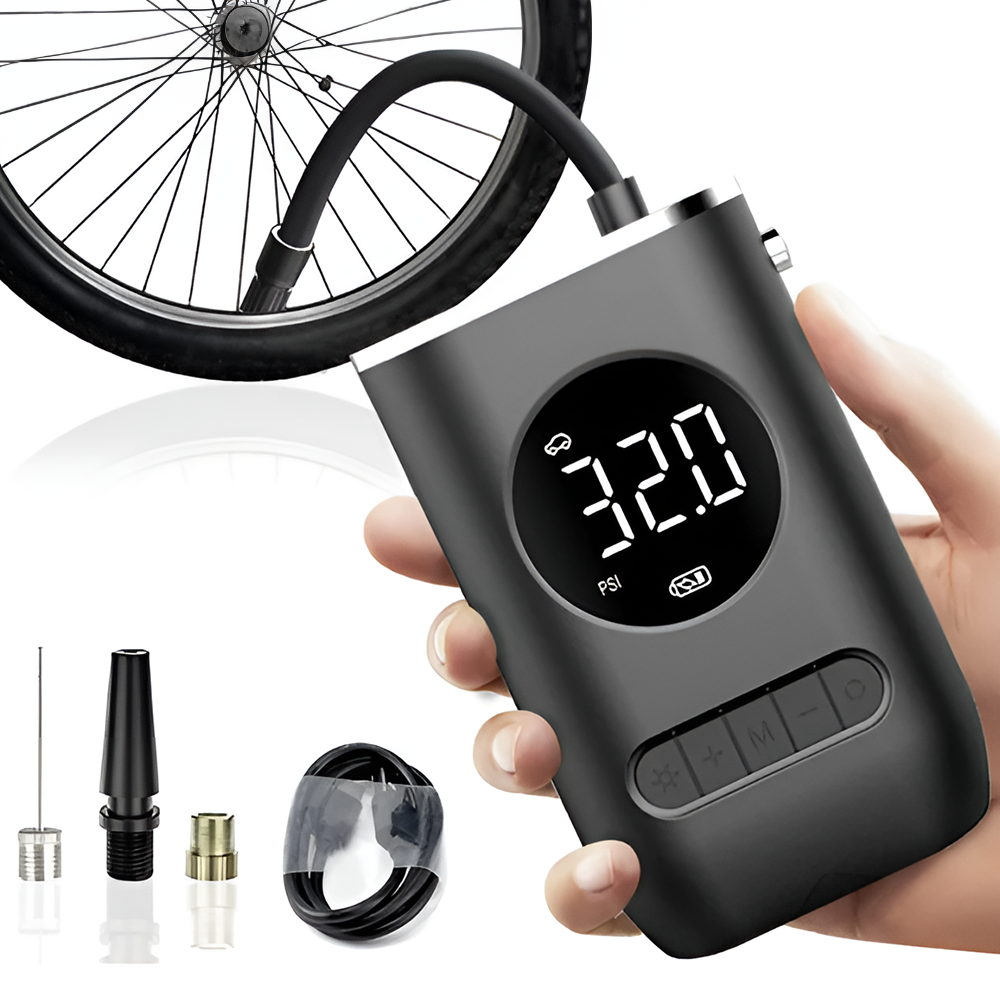 Насос-компресор портативний акумуляторний Podofo PAC-02 для авто/мотоцикла/велосипеда та спортивного обладнання Чорний - фото 2 Насос-компресор портативний акумуляторний Podofo PAC-02 для авто/мотоцикла/велосипеда та спортивного обладнання Чорний - фото 2