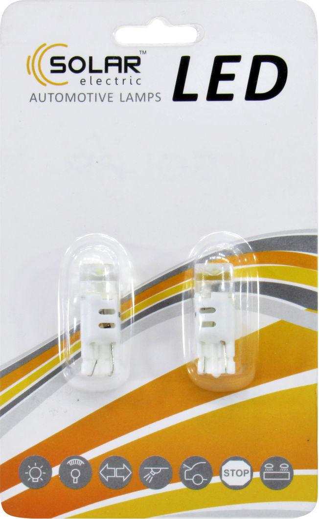 Лампочка без цоколя LED T10_W5W SMD Білий 1-діод 12V W2.1x9.5d Solar 2 шт.   LS297_B2