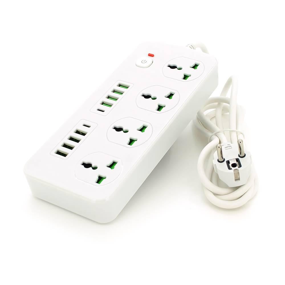 Фільтр мережевий ТВ-Т91 4 розетки/8 USB/2 PD 3000W перетин 3х0,75 мм 2 м Box White (30697)