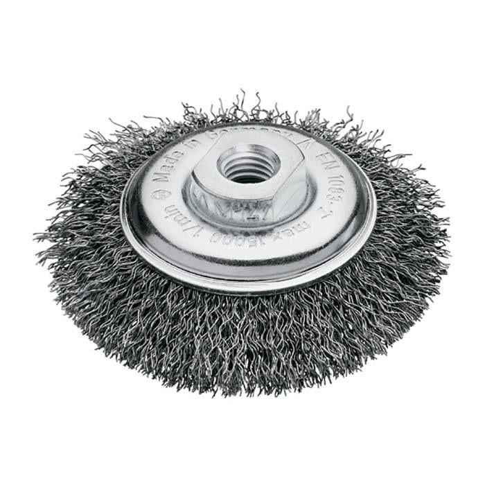 Щітка конічна Lessmann 100xМ14х2,0 мм сталевий гофрований дріт 0,35 мм 15000 об/хв 422177 (13868)