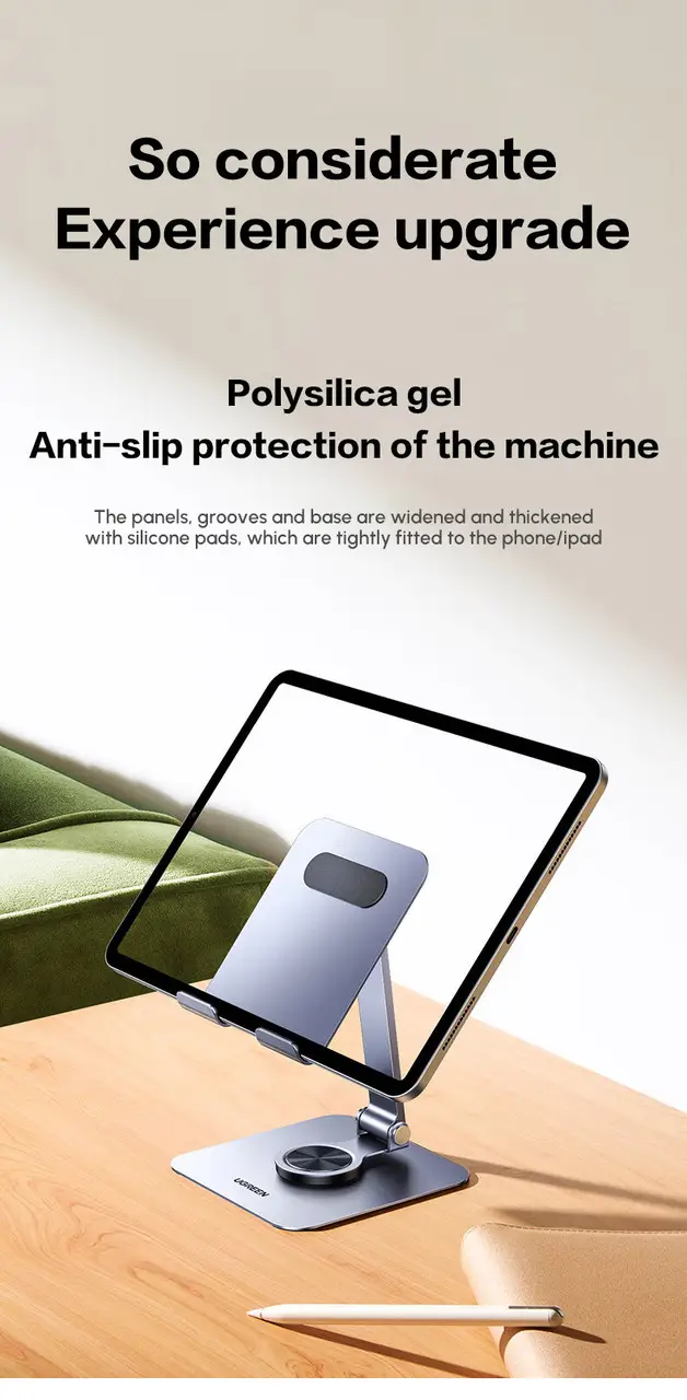 Підставка для смартфона UGREEN LP892 до 9.7'' алюмінієва з регулюванням нахилу 180° Grey (45858) - фото 5 Підставка для смартфона UGREEN LP892 до 9.7'' алюмінієва з регулюванням нахилу 180° Grey (45858) - фото 5