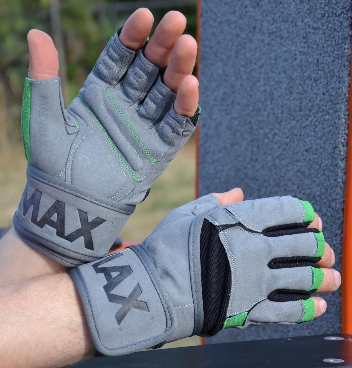 Рукавички для фітнесу MadMax MFG-860 Wild L Grey/Green - фото 5