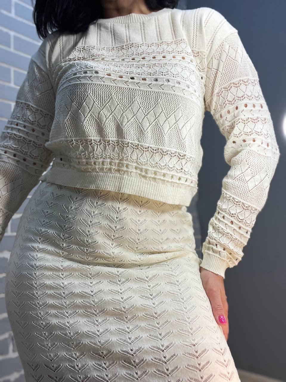 Костюм жіночий Mintas 2414-2416 спідниця та реглан OS Молочний (2058) - фото 4 Костюм жіночий Mintas 2414-2416 спідниця та реглан OS Молочний (2058) - фото 4