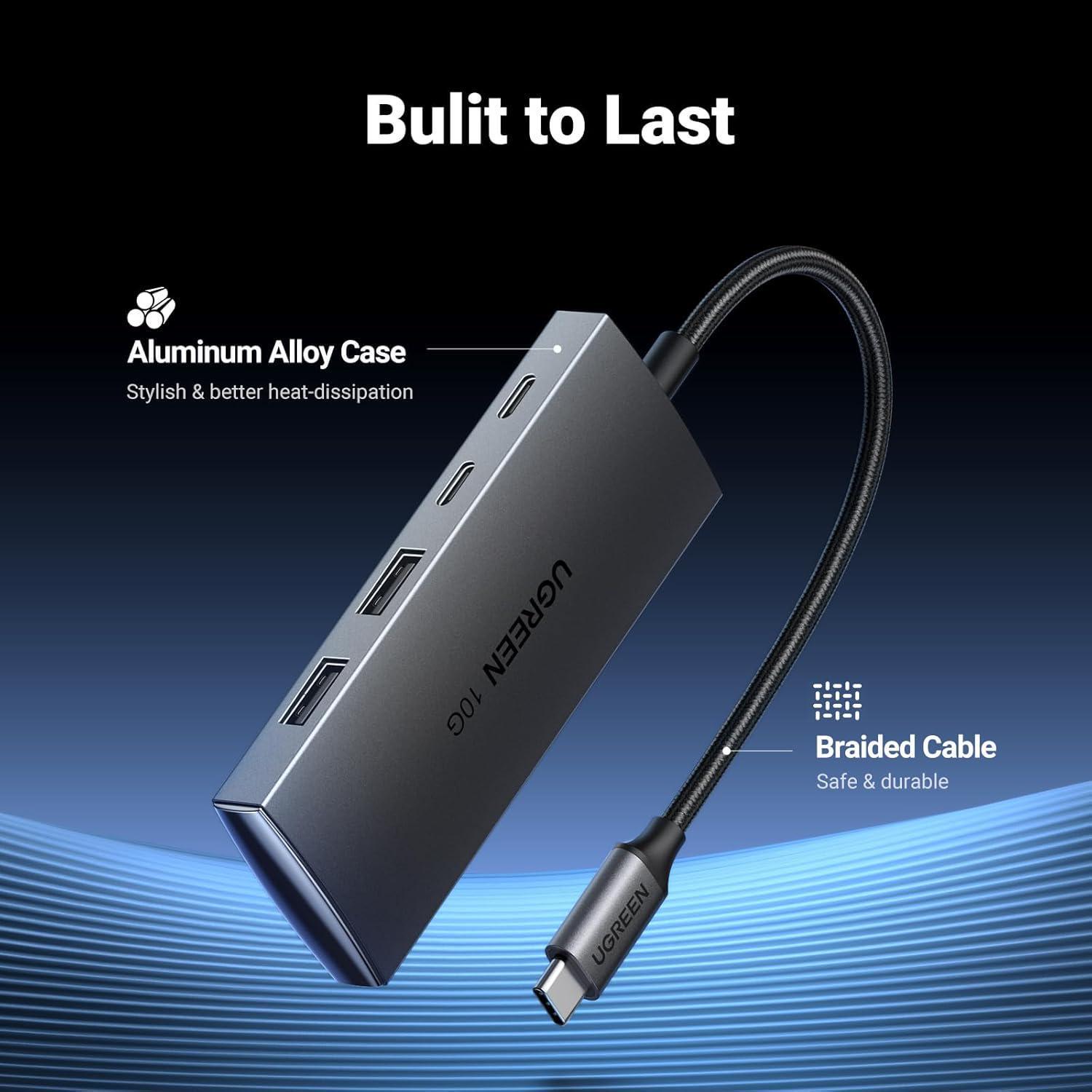 USB-хаб UGREEN Type-C-2x USB-A 3.2 Gen2 10 Гбіт/с 2x USB-C 3.2 Gen2 10 Гбіт/с USB-A Сірий (30758) - фото 4