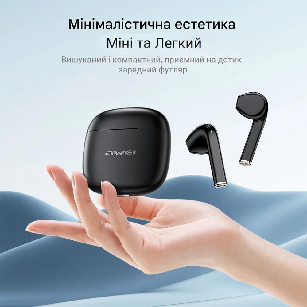 Наушники беспроводные Awei T26 Pro True Wireless Sports Earbuds Bluetooth TWS ENC HiFi White (180136) - фото 7 Наушники беспроводные Awei T26 Pro True Wireless Sports Earbuds Bluetooth TWS ENC HiFi White (180136) - фото 7