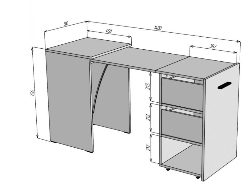 Стол-трансформер Knap Knap Hobana Ш2 140х50х75,6 см Дуб сонома - фото 4
