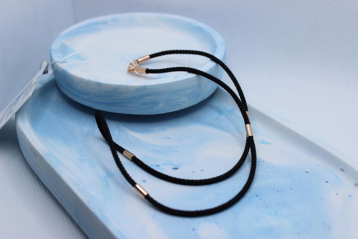 Шнур шелковый Черный с позолоченными вставками