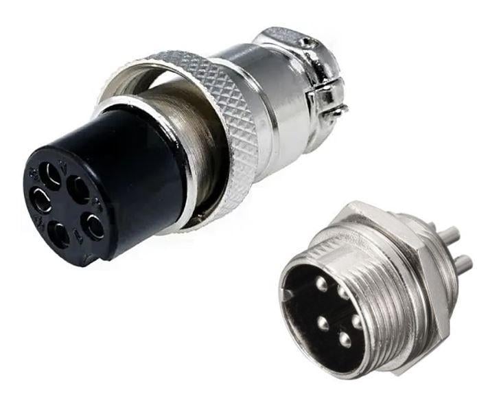 Роз'єм зʼєднувальний циліндричний GX12-5 5 pin пара (2338921739)