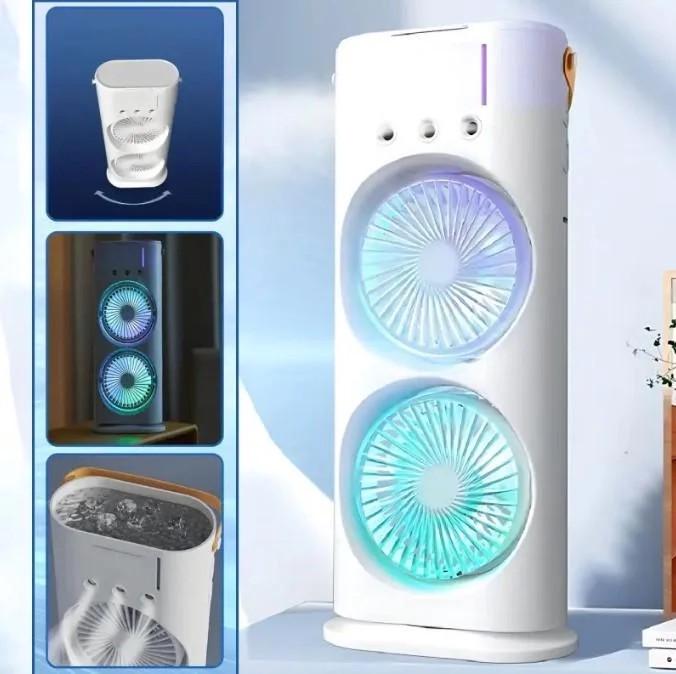 Вентилятор аккумуляторный Fan двойной с RGB подсветкой Белый (МКС-127) - фото 7 Вентилятор аккумуляторный Fan двойной с RGB подсветкой Белый (МКС-127) - фото 7