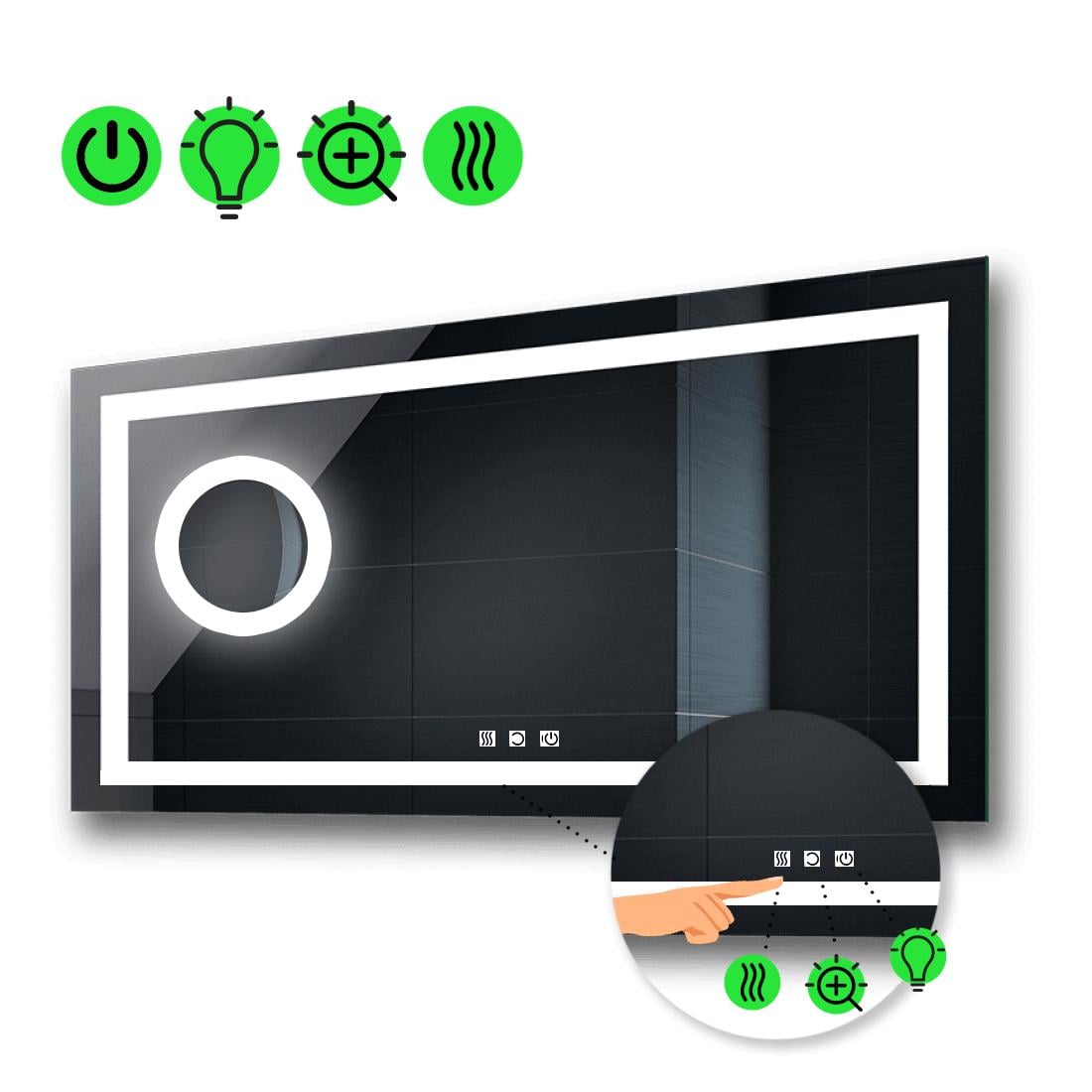 LED-зеркало 80x70 см с тремя сенсорами/подогревом и линзой с подсветкой Karnet (karnetg59)