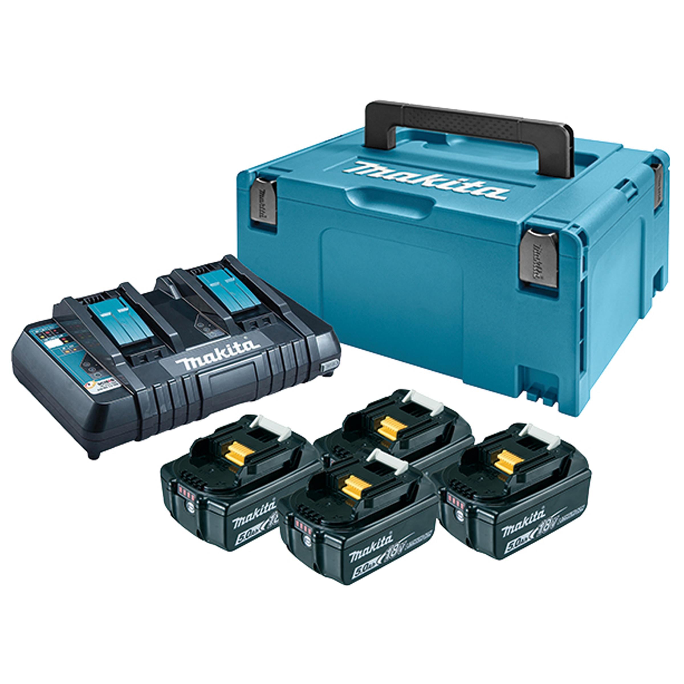 Набор аккумуляторов BL1850B 4 шт. 18V 5 Ah и зарядное устройство DC18RD для инструмента Makita LXT (MKP3PT184)