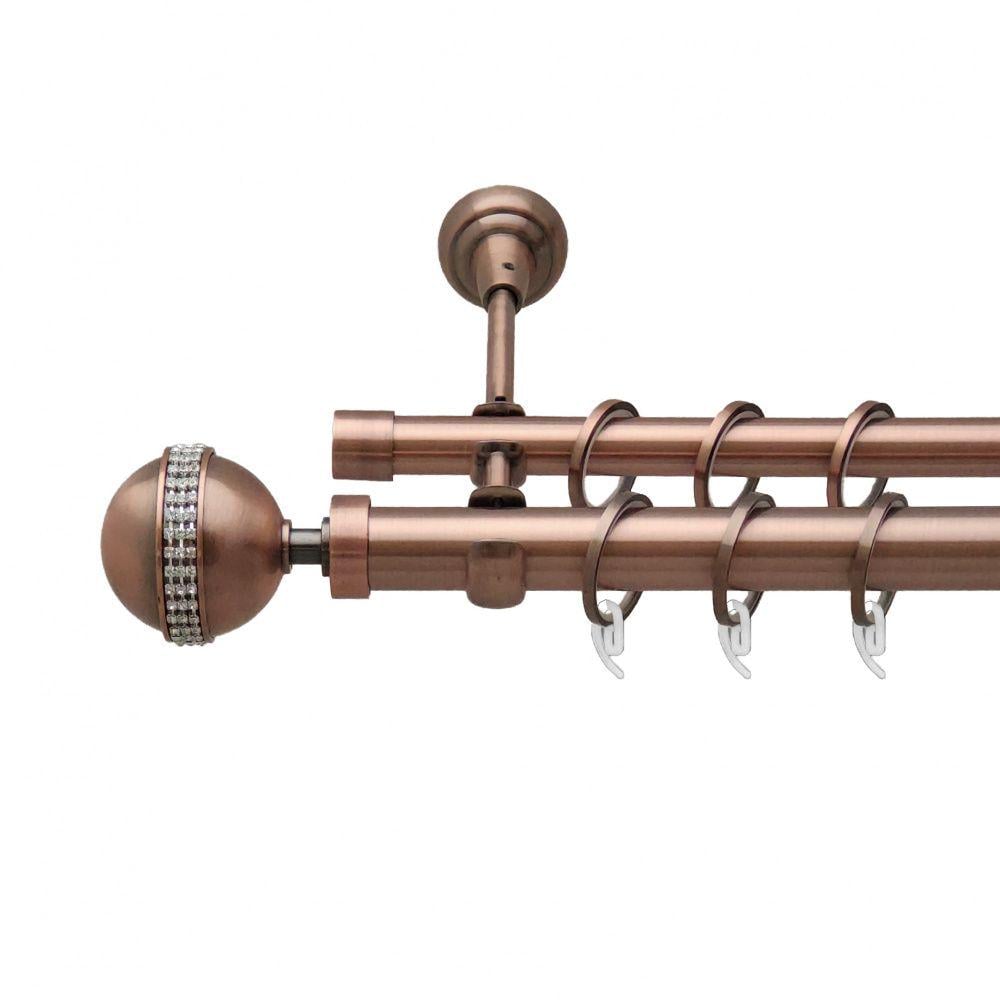 Карниз Orvit Авея металевий дворядний відкритий гладка труба кільце фасонне металеве 25/16 мм 300 см Мідь (6948844)