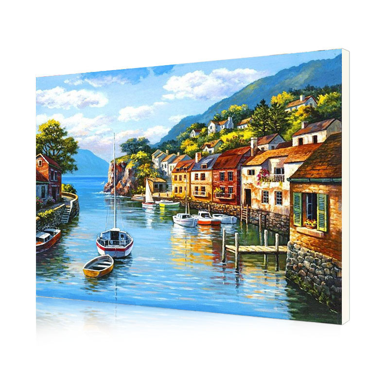 Картина по номерам Lesko DIY PH9560 Дома на воде