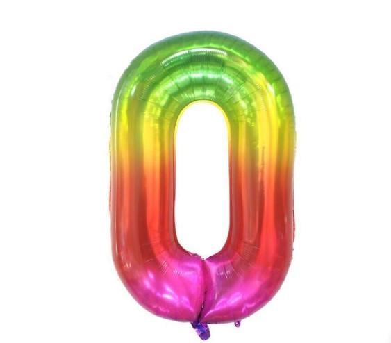 Шар цифра 0 без гелия фольга 100 см Разноцветный (14516)