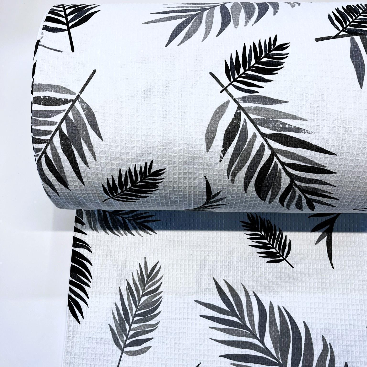 Ткань пике вафелька листья хлопок 240 см Черный (66066/2 02833)