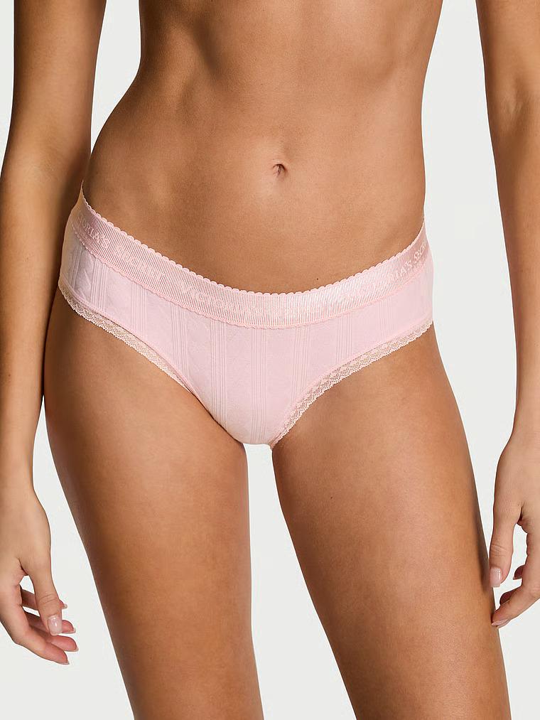 Трусики хипстеры Victoria's Secret Cotton Logo Heart Pointelle Hiphugger Panty L Розовый (27184915)