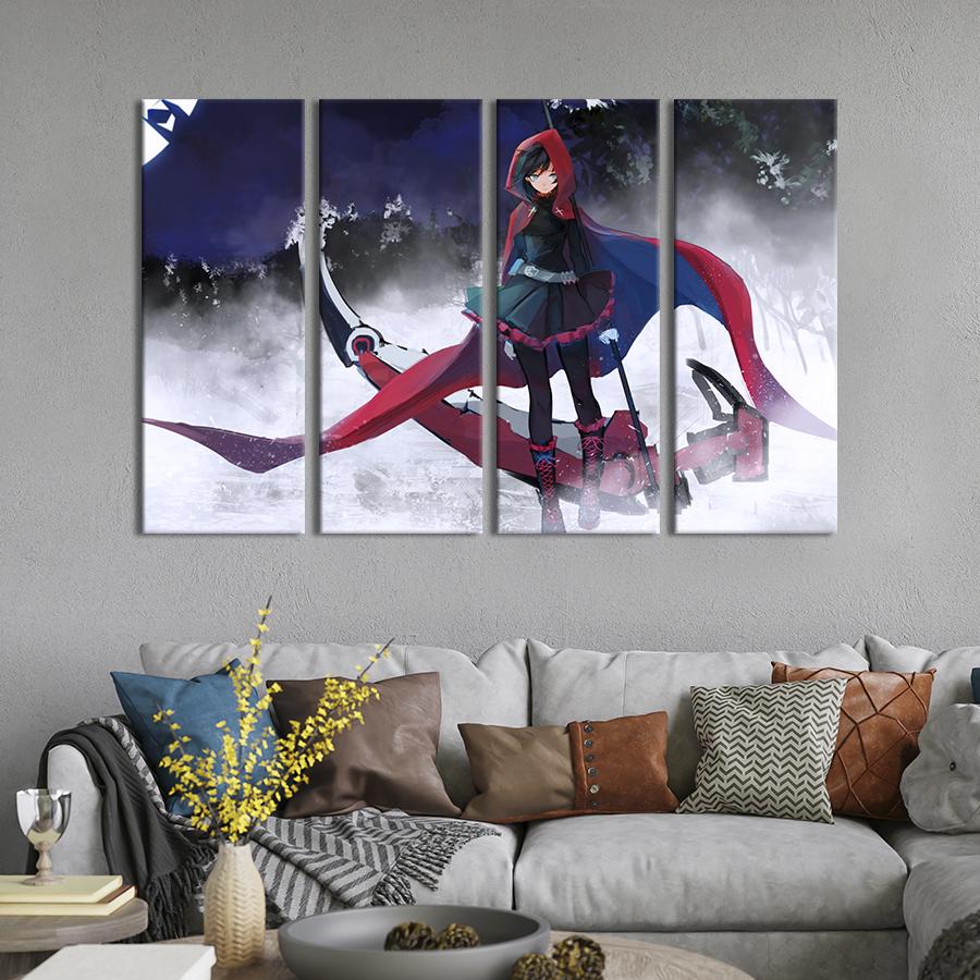 Картина на холсте Хрупкая аниме-девушка с оружием 209x133 см (1506-41)