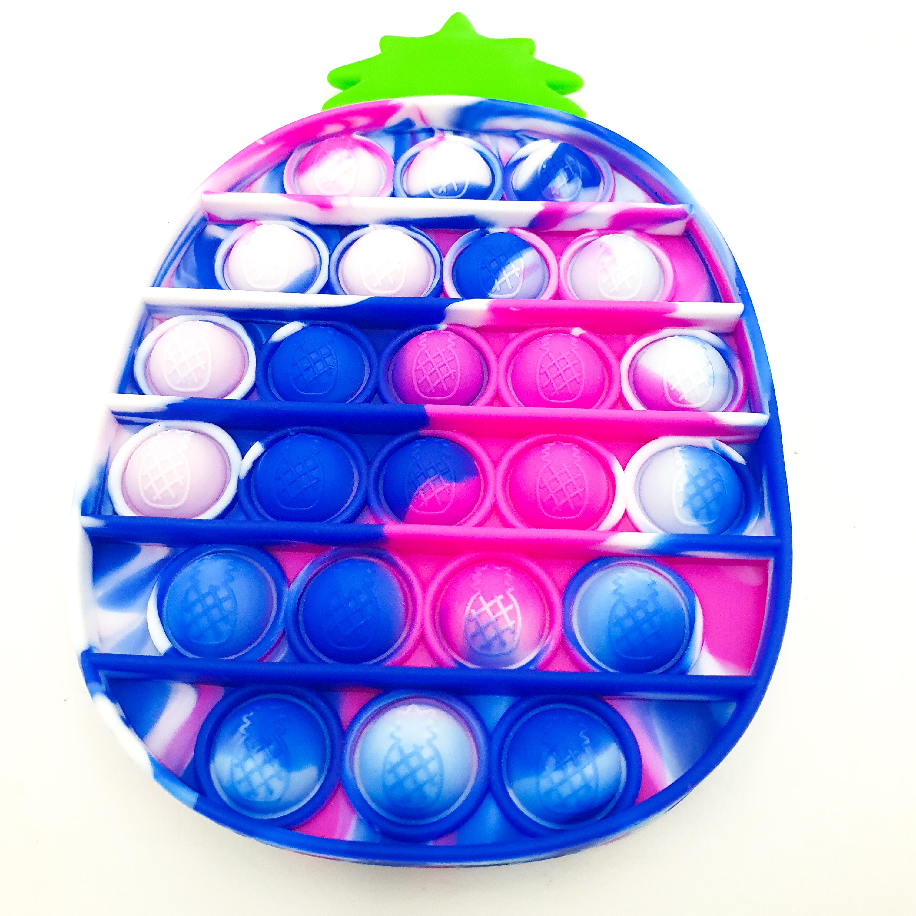 Сенсорная игрушка антистресс силиконовая бесконечная пупырка поп ит UKC Pop It Fidget ананас сине-розовый