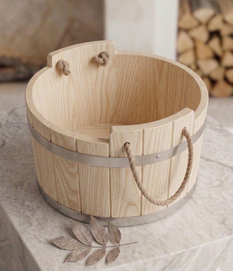 Шайка для бани и сауны из ясеня 10 л