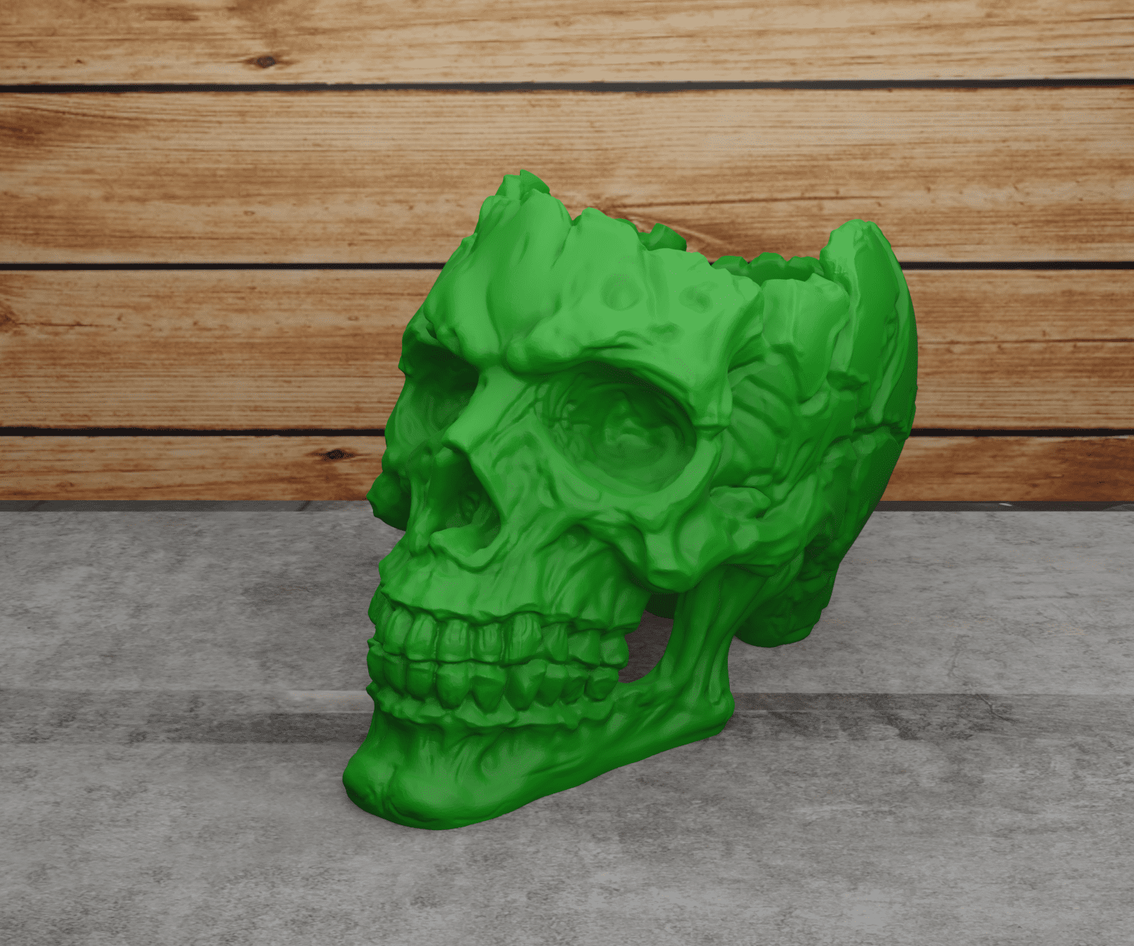 Декор на Хэллоуин рельефный череп средний Зеленый (12010360207)