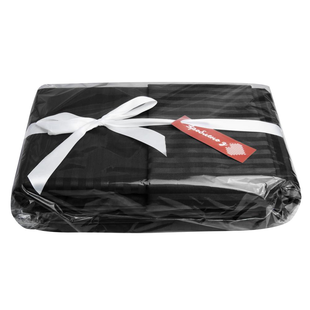 Комплект постельного белья евро сатин в полоску Черный (26024) - фото 6 Комплект постельного белья евро сатин в полоску Черный (26024) - фото 6