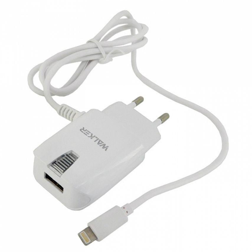 Сетевое зарядное устройство Walker WH-13 1xUSB 1A кабель Lightning White - фото 1