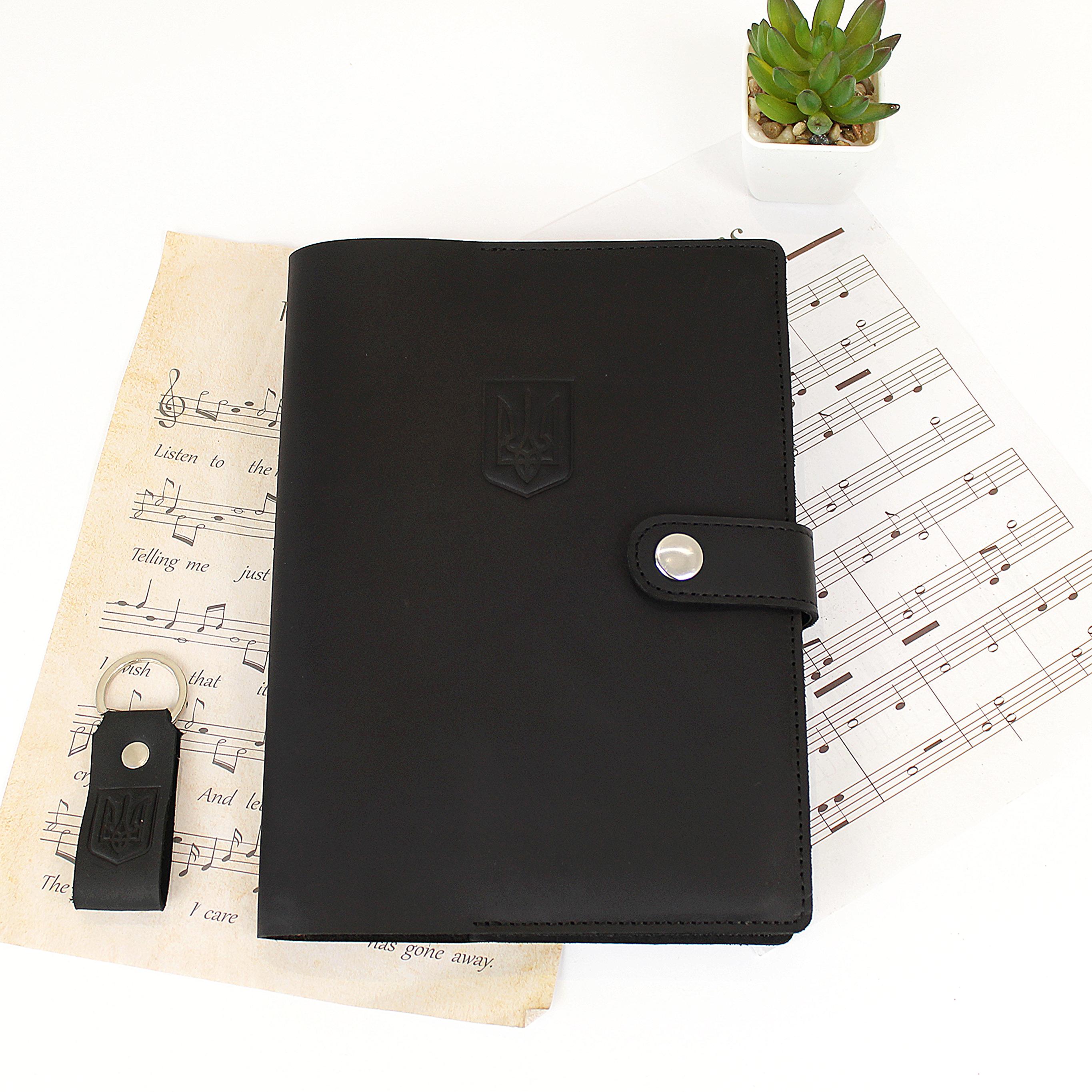 Обложка на блокнот кожаная А5 Черный (ОБл14)