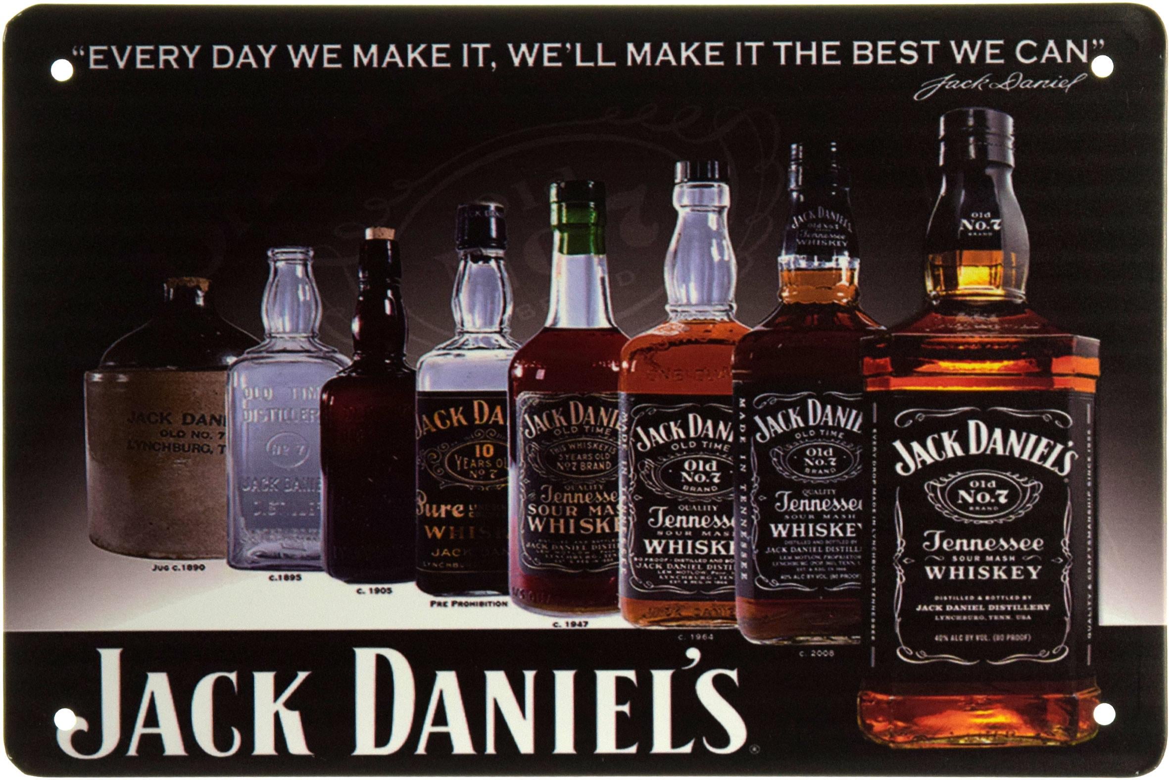 Табличка металлическая Jack Daniel’s Эволюция Бутылки 20x30 см