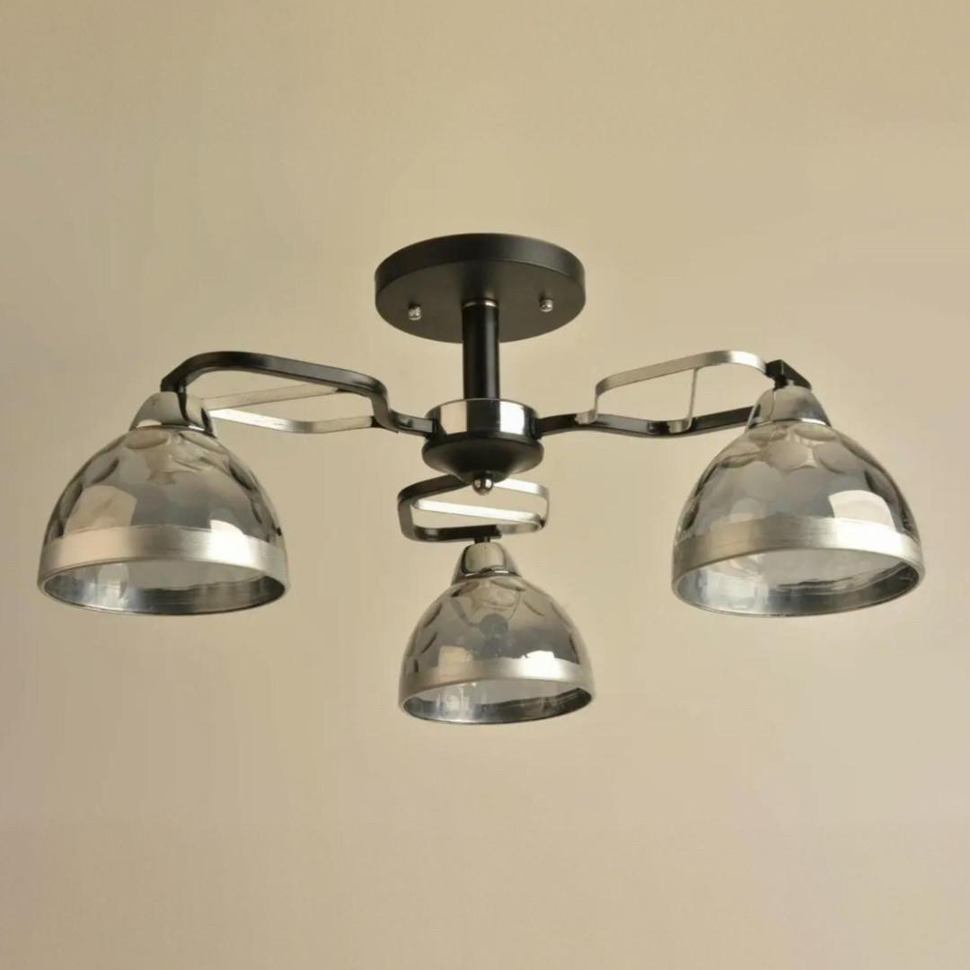 Люстра Sirius на три плафони під лампу Е27 Хром/Чорний (Л 8089/3)