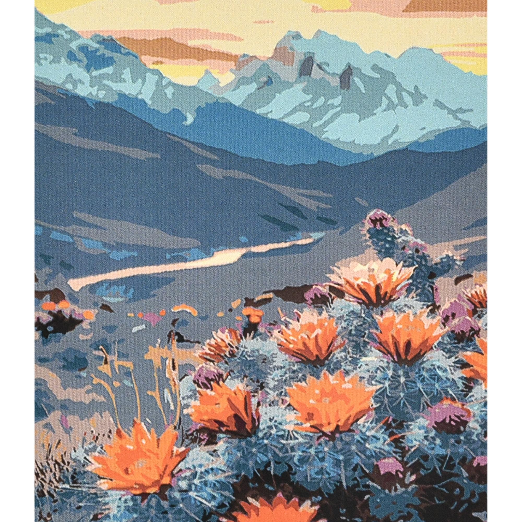 Картина по номерам Strateg Премиум Цветение в горной тишине с лаком и уровнем 40x50 см (Str-VA-4681)