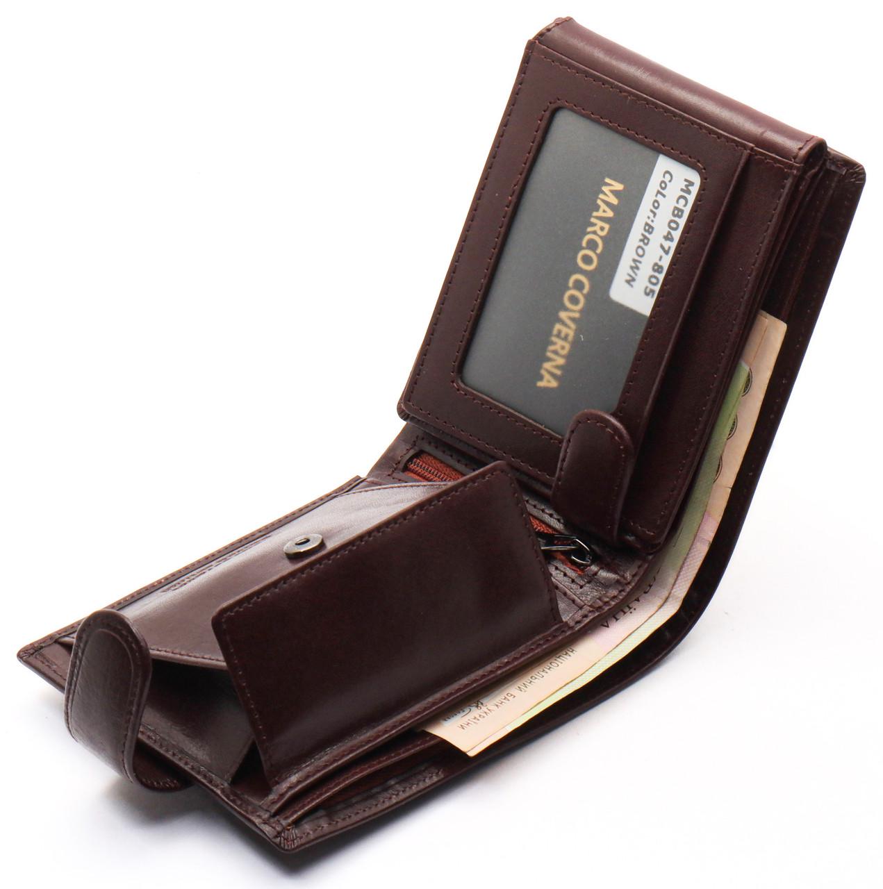 Портмоне мужское Marco Coverna кожаное с отделениями для документов Коричневый (MCBK010-805) - фото 7 Портмоне мужское Marco Coverna кожаное с отделениями для документов Коричневый (MCBK010-805) - фото 7