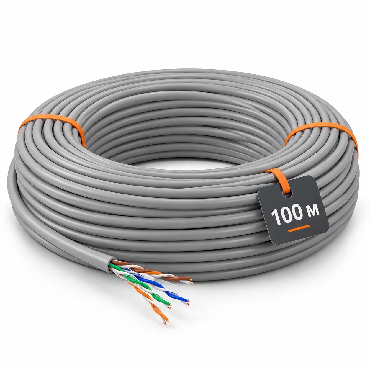 Витая пара Одескабель CAT5e UTP медь CU 100 м Серый (884128м)