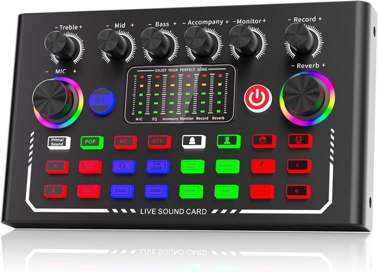 Звуковая карта внешняя F009 аудиоинтерфейс микшер Bluetooth адаптер Live Sound Card USB-гарнитура для микрофона Voice Changer (2908811393)