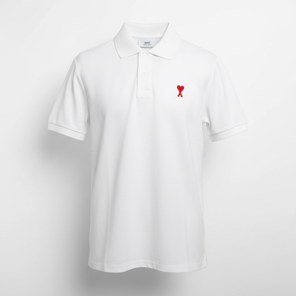 Футболка мужская поло в стиле Ami De Coeur small logo Polo Shirt M Белый (AP12003.4M)