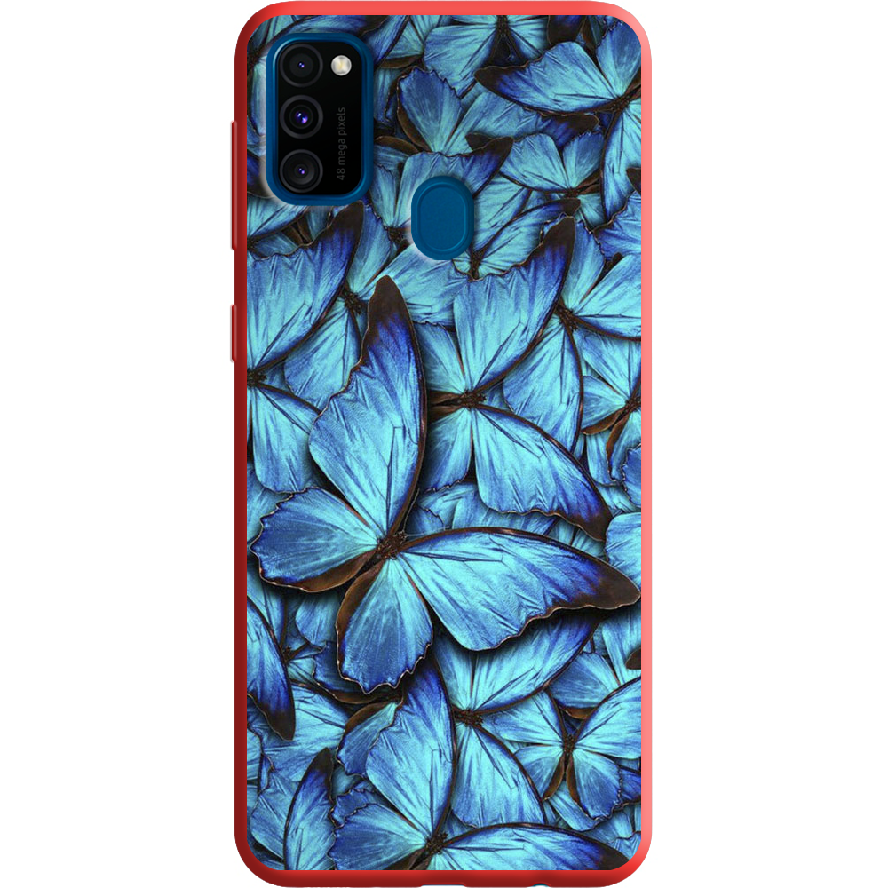 Чехол с рисунком Boxface Samsung M307 Galaxy M30s лазурные бабочки Красный силикон (38209-up1550-38660)