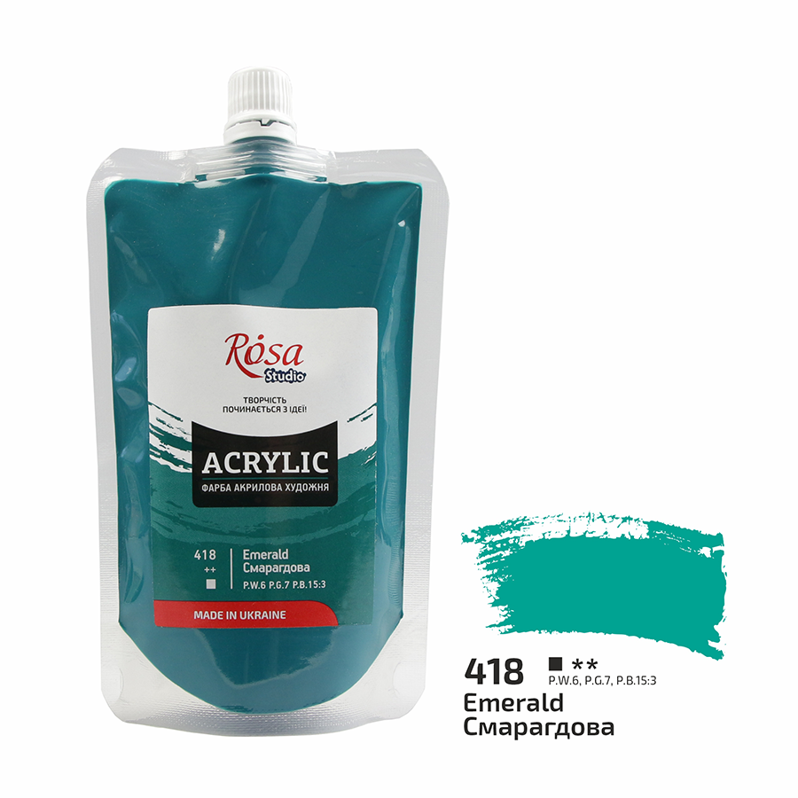 Акриловая краска ROSA Studio 323200418 6 шт. 200 мл Изумрудный/418 (4823098525622) Акриловая краска ROSA Studio 323200418 6 шт. 200 мл Изумрудный/418 (4823098525622)