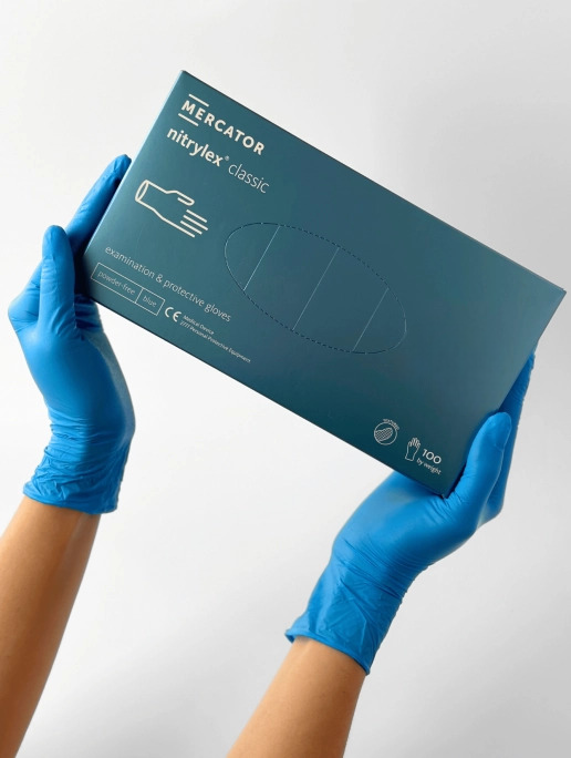Рукавички Mercator Nitrylex CLASSIC нітрилові текстуровані без пудри 3,5 г XL Блакитний (28307513)