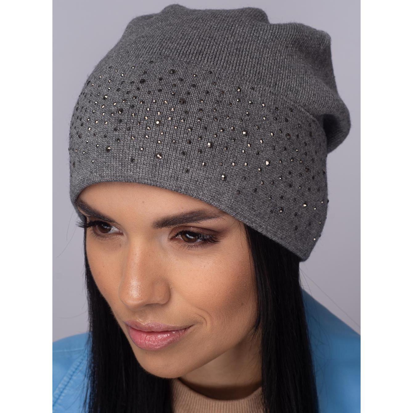 Шапка женская шерстяная Leks Лакшери one size Темно-серый