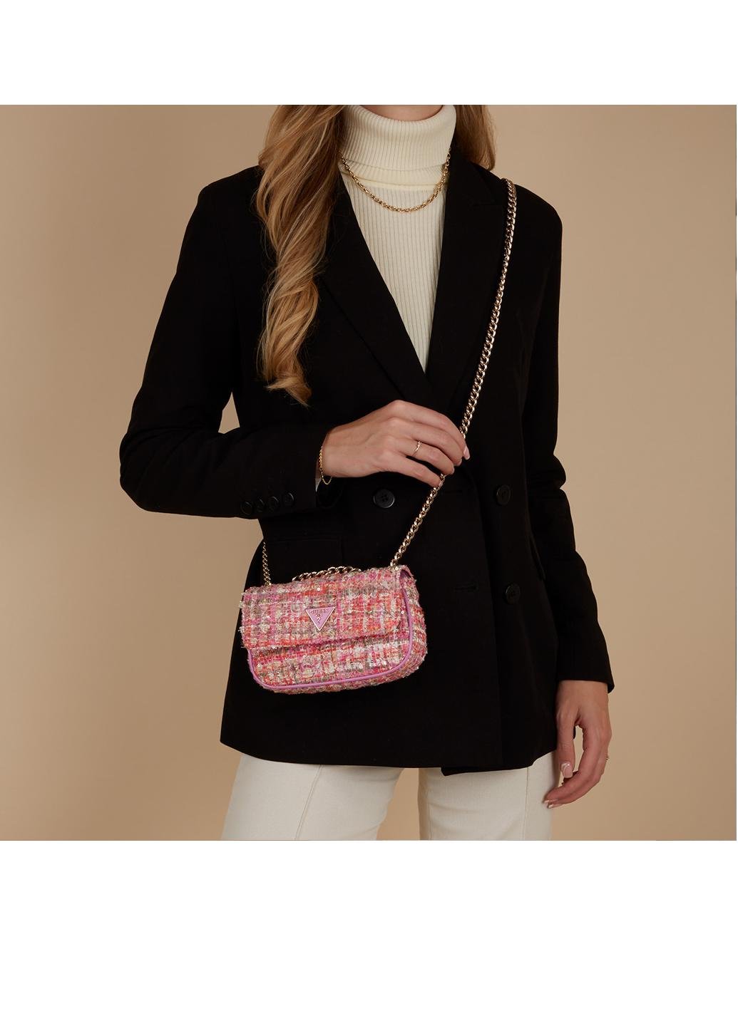 Сумка крос боді жіноча твідова Guess SPARK MICRO MINI HWTF8700780-FMU Фуксія - фото 11 Сумка крос боді жіноча твідова Guess SPARK MICRO MINI HWTF8700780-FMU Фуксія - фото 11