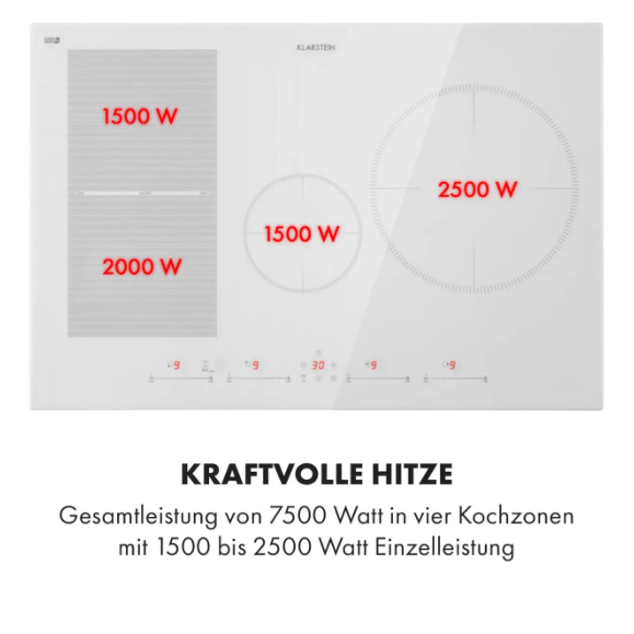 Варочная индукционная панель KLARSTEIN Delicatessa 77 гибридная встроенная 7500 Вт (10035199) - фото 3 Варочная индукционная панель KLARSTEIN Delicatessa 77 гибридная встроенная 7500 Вт (10035199) - фото 3
