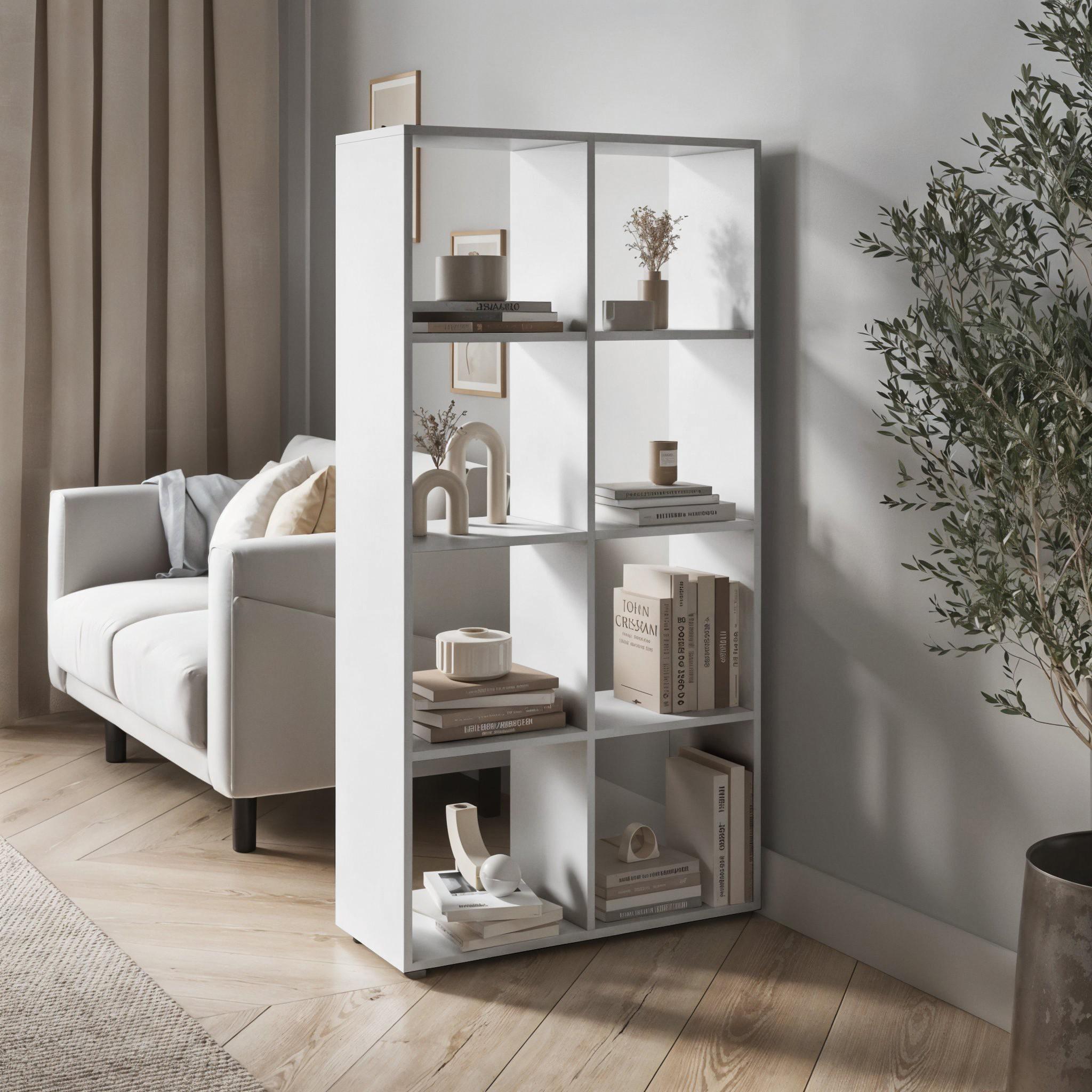 Стеллаж для книг и декора на 8 ячеек GP-17 720х230х1430 мм Белый Стеллаж для книг и декора на 8 ячеек GP-17 720х230х1430 мм Белый