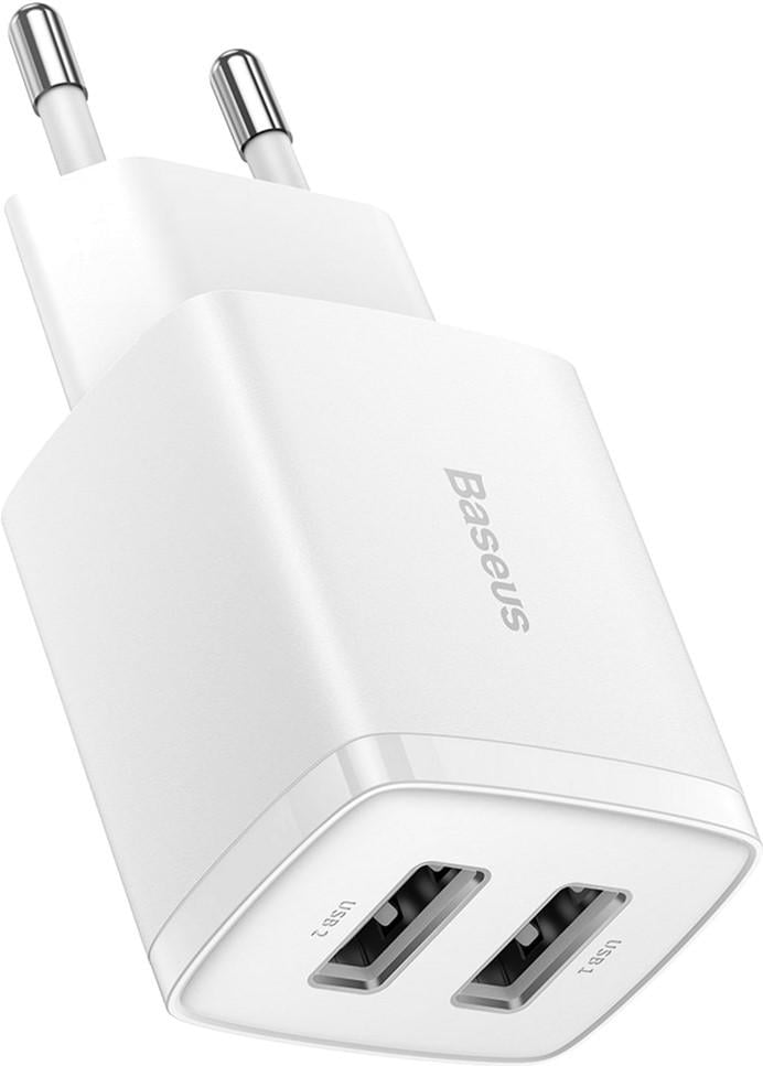 Зарядное устройство для Baseus Compact Charger 2USB 10.5W White (CCXJ010202) - фото 3 Зарядное устройство для Baseus Compact Charger 2USB 10.5W White (CCXJ010202) - фото 3