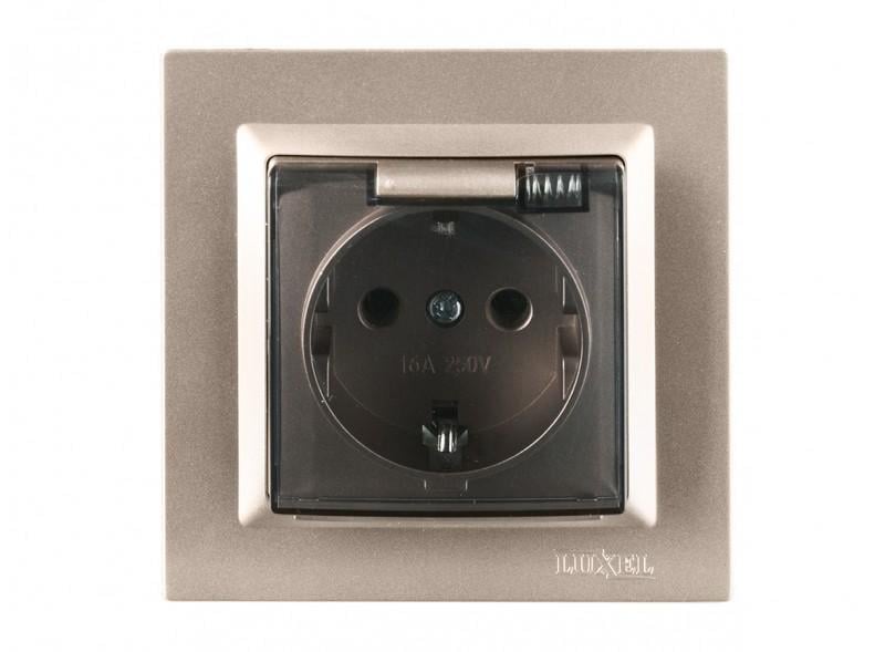 Розетка Luxel Jazz 9211/9311 1-на с/с с крышкой Терракот/Кремовыйовый (00000038526)
