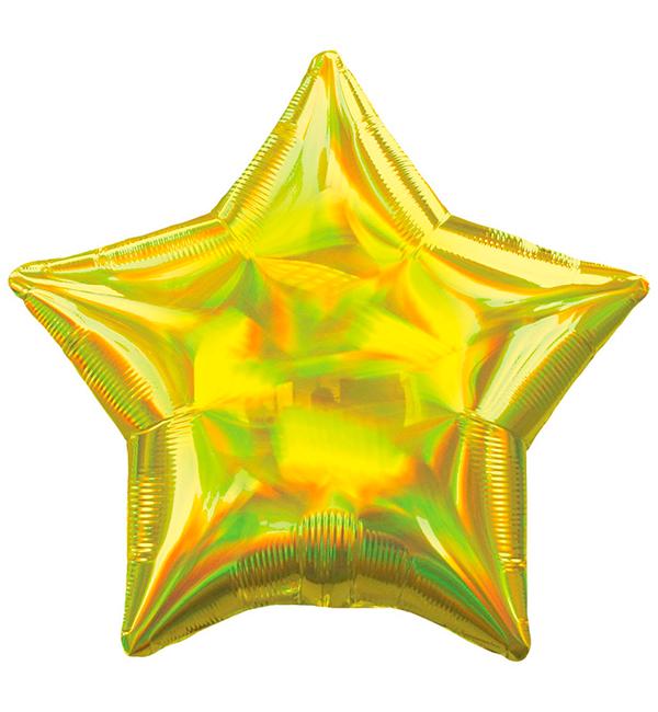 Повітряні кульки зірка Голограма 45 см Золотий