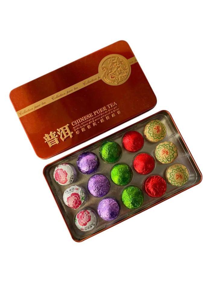 Чай китайский прессованный Шу Пуэр набор ассорти 15 шт. по 5 г