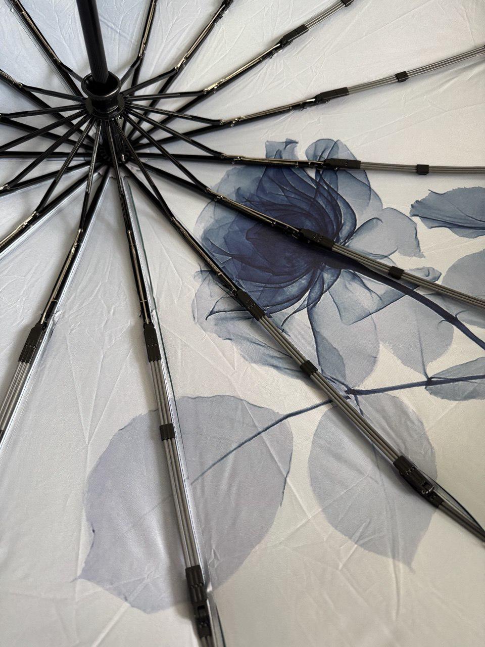 Парасолька-автомат жіноча Три Слона з квітами та однотонним куполом 16 спиць антивітер Синьо-зелений (7569/3) - фото 7 Парасолька-автомат жіноча Три Слона з квітами та однотонним куполом 16 спиць антивітер Синьо-зелений (7569/3) - фото 7