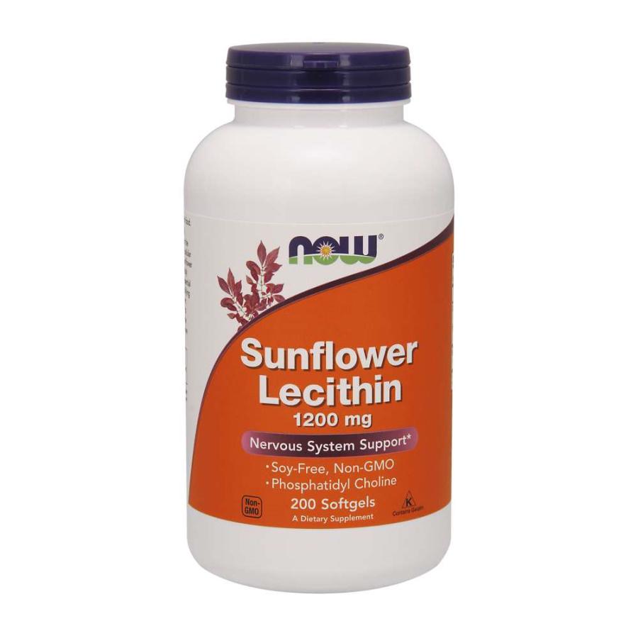 Натуральна добавка NOW Sunflower Lecithin 1200 мг 200 капс. (6839)